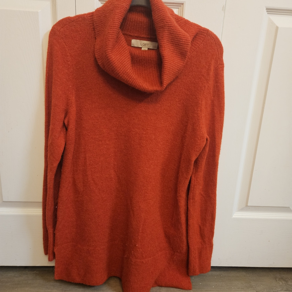 LOFT Vibrant Red Cowl Neck Sweater - Picture 1 of 2
